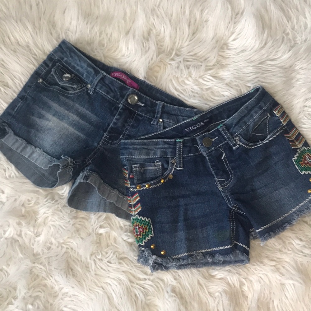 Two pairs of jean shorts